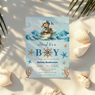 Invitación Ahoy es un joven Baby Shower náutico - moderno