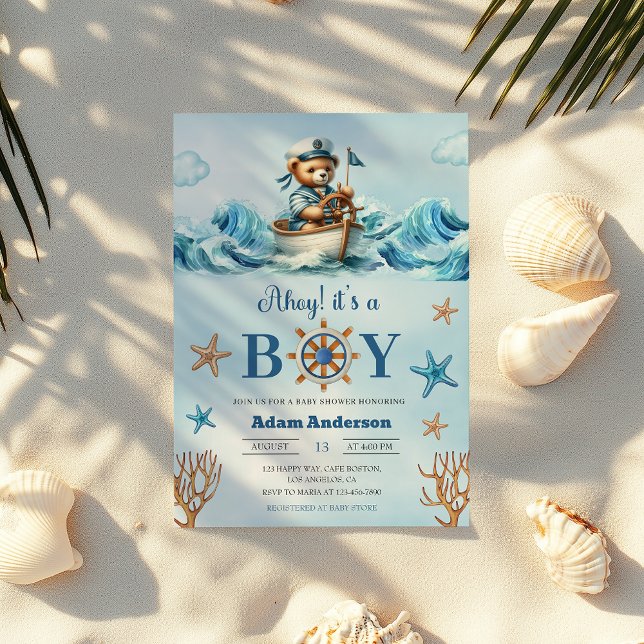 Invitación Ahoy es un joven Baby Shower náutico - moderno (Subido por el creador)