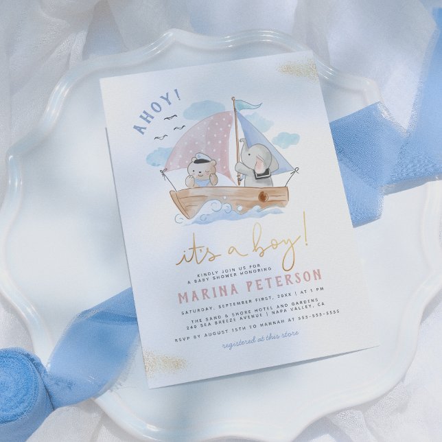 Invitación Ahoy es un joven elefante en el Baby Shower (Subido por el creador)
