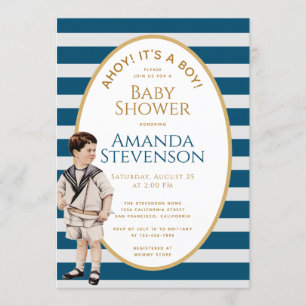 Invitación Ahoy es un joven marinero Baby Shower Náutico