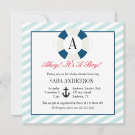 Invitación Ahoy es un monograma náutico Baby Shower