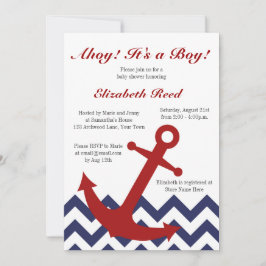 Invitación ¡Ahoy! ¡Es un muchacho! Tema náutico Baby Shower