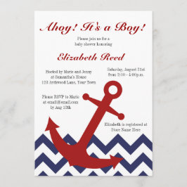 Invitación ¡Ahoy! ¡Es un muchacho! Tema náutico Baby Shower