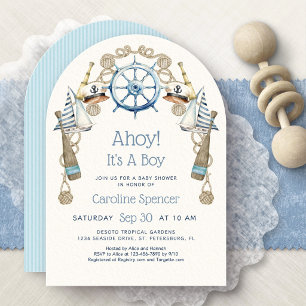 Invitación Ahoy es un niño Arco Baby Shower