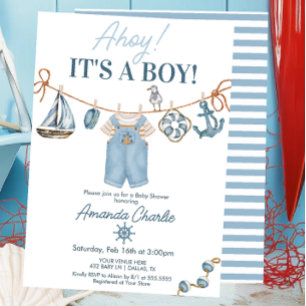 Invitación Ahoy es un niño Baby Shower
