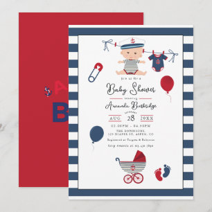 Invitación ¡Ahóy es un Niño! Baby Shower Náutico