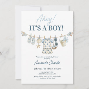 Invitación Ahoy es un niño Baby Shower náutico