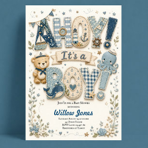 Invitación Ahoy es un niño Baby Shower Náutico