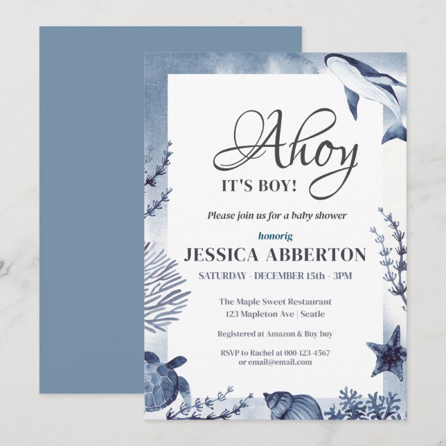 Invitación Ahoy, es un niño bajo el mar (Anverso / Reverso)