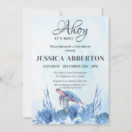 Invitación Ahoy es un niño bajo el mar azul Baby Shower