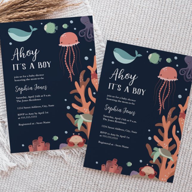 Invitación Ahoy es un niño bajo el mar azul Baby Shower (Subido por el creador)