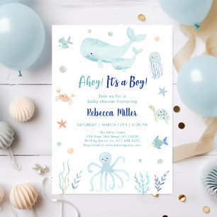 Invitación Ahoy es un niño bajo el mar Baby Shower