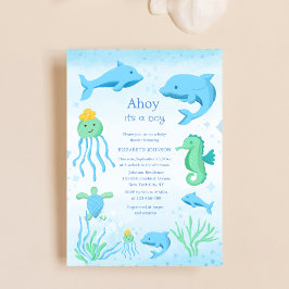 Invitación ahoy es un niño bajo el mar bebé ducha