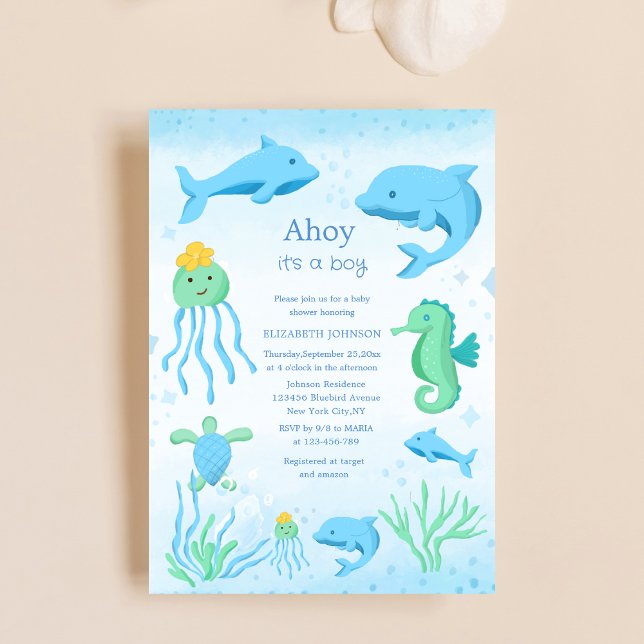 Invitación ahoy es un niño bajo el mar bebé ducha (Subido por el creador)
