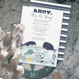 Invitación Ahoy es un niño bajo el mar Invitati en Baby Showe