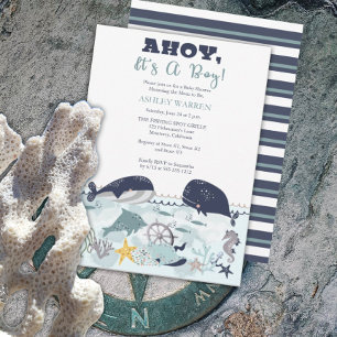 Invitación Ahoy es un niño bajo el mar Invitati en Baby Showe