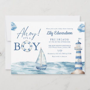 Invitación Ahoy es un niño Baño de bebé náutico Todo en uno