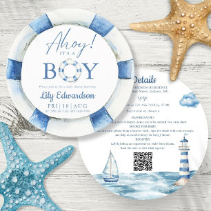 Invitación Ahoy es un niño Baño de bebé náutico Todo en uno