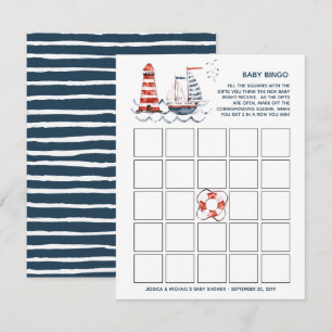 Invitación Ahoy es un niño Bingo de Baby Shower Náutico
