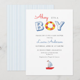 Invitación Ahoy es un niño Cumpleaños de bebé niño Barco de v