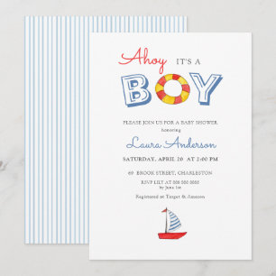 Invitación Ahoy es un niño Cumpleaños de bebé niño Barco de v