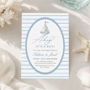 Invitación Ahoy es un niño Ducha de bebé de barco de vela náu