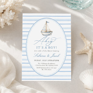 Invitación Ahoy es un niño Ducha de bebé de barco de vela náu