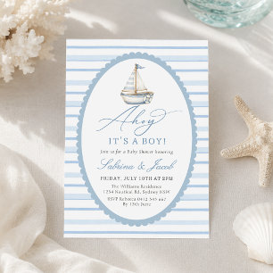 Invitación Ahoy es un niño Ducha de bebé de barco de vela náu
