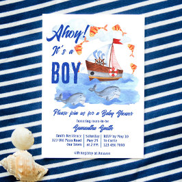 Invitación Ahoy es un niño ducha náutica marina de bebé