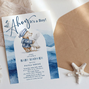 Invitación Ahoy es un niño Dulce Baby Shower Náutico