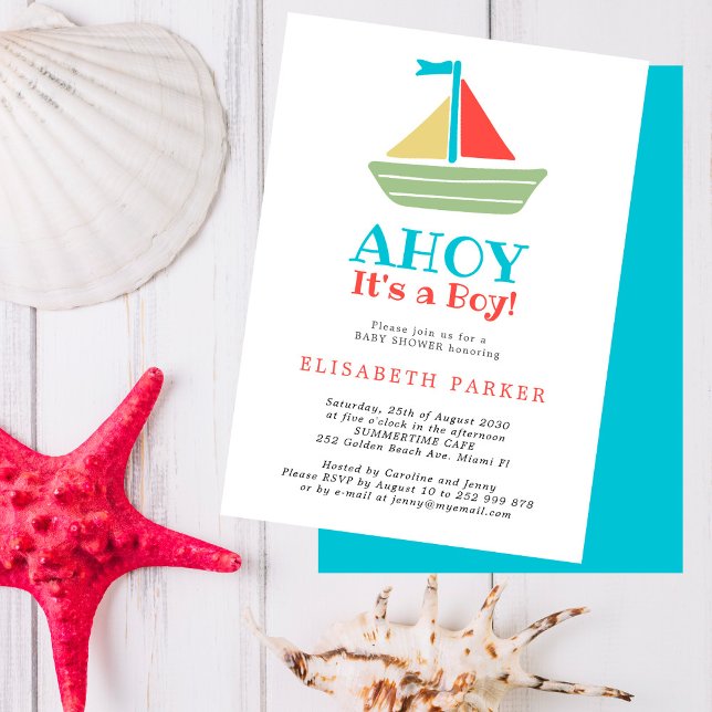 Invitación Ahoy es un niño elegante baby shower náutico (Subido por el creador)
