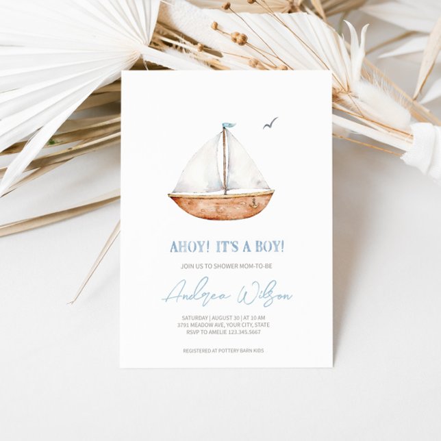 Invitación 'Ahoy, es un niño' Encantador barco de vela Baby S (Subido por el creador)
