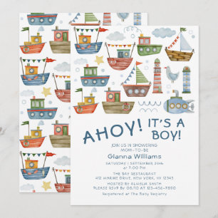 Invitación Ahoy es un niño Fiesta de bebé náutica