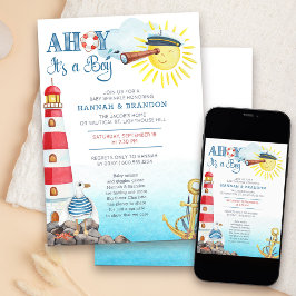 Invitación Ahoy es un niño lindo Nautical Baby Sprinkle