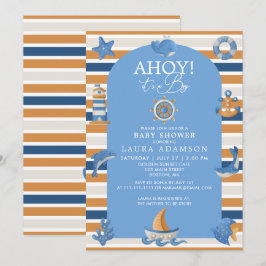 Invitación Ahoy es un Niño Marinero Náutico Fiesta de Bebé en