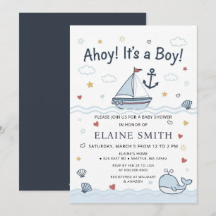 Invitación Ahoy es un niño Náutico Marina Playa Shower de beb