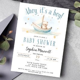Invitación Ahoy es un niño Oso de Barco de Vela Náutico Baby