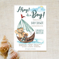 Ahoy es un niño oso de peluche ducha náutica bebé