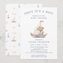 Ahoy es un Niño Oso de Peluche Náutico Baby Shower