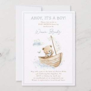 Invitación Ahoy es un niño Pequeño Oso Marinero Baby Shower