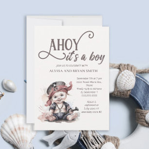 Invitación Ahoy es un Niño Pirata Baby Shower