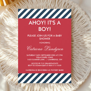 Invitación Ahoy es un niño Rayas Náuticas para Bebé