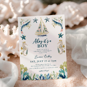 Invitación ¡Ahóy es un Niño! Riviera Baby Shower Costero