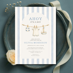 Invitación Ahoy es un niño ropa tendida baby shower