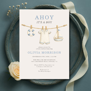 Invitación Ahoy es un niño ropa tendida baby shower
