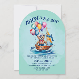 Invitación Ahoy Es Un Niño Tema Náutico Baby Shower