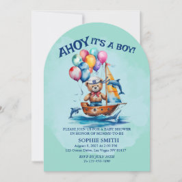 Invitación Ahoy Es Un Niño Tema Náutico Baby Shower