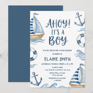 Invitación Ahoy es un niño Varada Marina Playa Shower de bebé