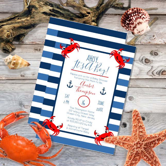 Invitación Ahoy es un tema del cangrejo infantil Baby Shower (Subido por el creador)