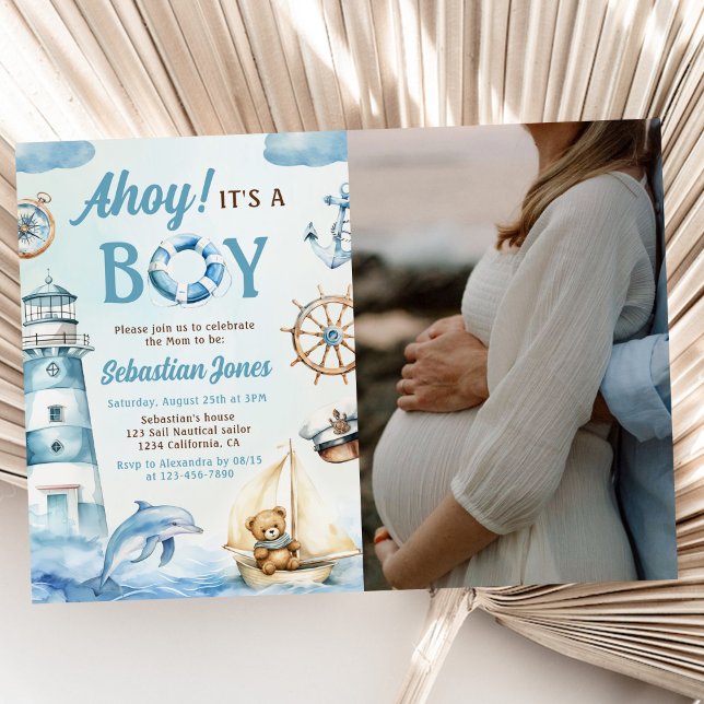 Invitación Ahoy es una foto de Baby Shower de un chico nautic (Subido por el creador)